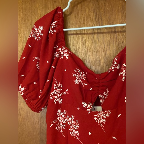 NWT- Rihoas- Tie Cutout Floral Midi Dress- Size XL - Picture 2 of 11